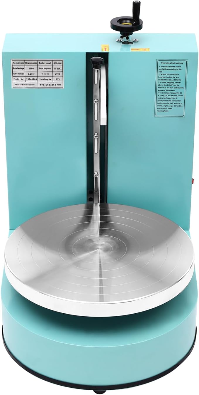 Automatic Cake Decorating Machine, Electronic Cream Coating Spreading Smooth Machine with Graduated Scraper 30-200RPM Rotating Speed,Cake Bread Spreader Machine for 4-12inch Cakes,Green