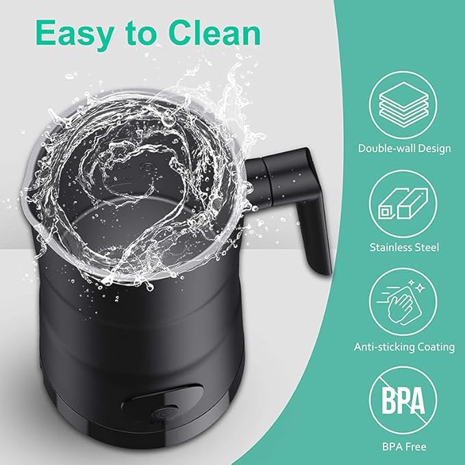 Electric Milk Frother, 4 in 1 Milk Steamer, 11.8oz/350ml Automatic Warm and Cold Foam Maker, Milk Warmer for Latte, Cappuccinos, Macchiato, Hot Chocolate, Coffee, Matte Black
