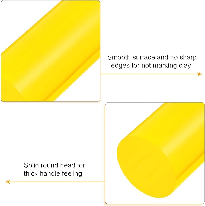 HARFINGTON Acrylic Clay Roller 9 Inch x 1 Inch Solid Non-Stick Plastic Round Tube Roller Polymer Clay Rod Fondant Rolling Pin for Shaping, Sculpting, Modeling DIY Crafts, Yellow
