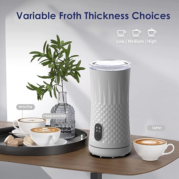 Milk Frother, Elec3 4 in 1 Electric Frother and Steamer 8.1oz/240ml Milk Warmer Coffee Foamer, Automatic Warm and Cold Foam Maker for Latte,Cappuccino,Macchiato,Chocolate