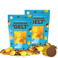 The Dreidel Company 200-Pack Chocolate Candy Milk Chocolate Coins, Hanukkah Gelt, Gold Coins, With Menorah and Dreidel Designs Made with Belgian Chocolate, Gluten Free, Non GMO, Nut-Free, Kosher Certified