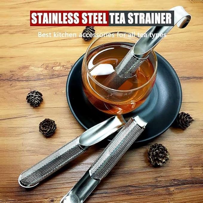 Stainless Steel Tea Diffuser, 2025 New Tea Artifact Creative Pipe Tea Infuser Mesh Strainer with Hanging Hook Handle, Universal Fine Holes Tea Interval Diffuser for Loose Tea Leaf Coffee Etc (1)