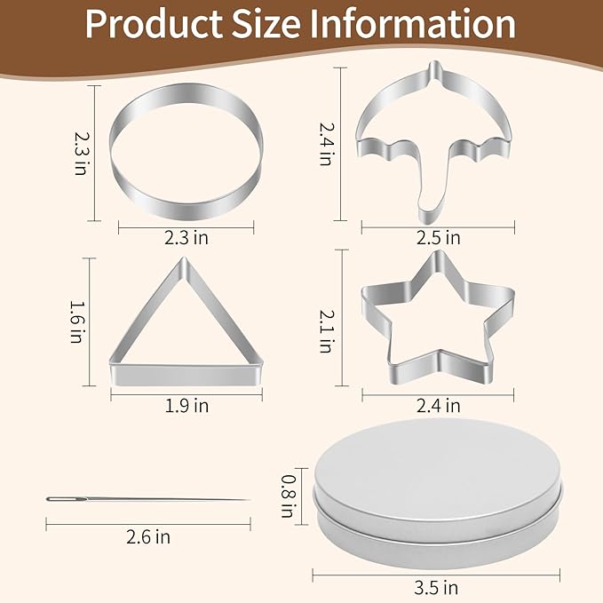 4 Set Korean Dalgona Cookie Kit, Sugar Game Cookie Set with Stainless Steel Round, Star, Umbrella, Triangle Cookie Cutters for DIY Baking & Home Party
