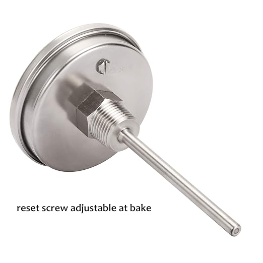 MEASUREMAN Fully Stainless Steel Pot, Kettle, Brewing Bimetal Thermometer, 3" Dial, 4" Stem, 0-250 deg F/-20-120 deg C, -1% Accuracy, Adjustable, 1/2" NPT Back Mount