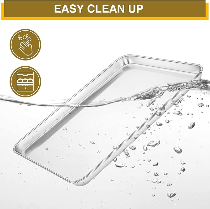 Wildone Baking Sheet & Rack Set [2 Sheets + 2 Racks], Stainless Steel Cookie Pan with Cooling Rack, Size 17.3 x 12.2 x 1 Inch, Non Toxic & Heavy Duty & Easy Clean
