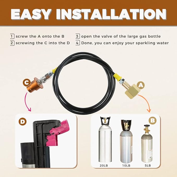 Co2 Adapter Quick Connector Hose, TEENGSE Soda DUO Machine Co2 Adapter Compatible with Terra Series