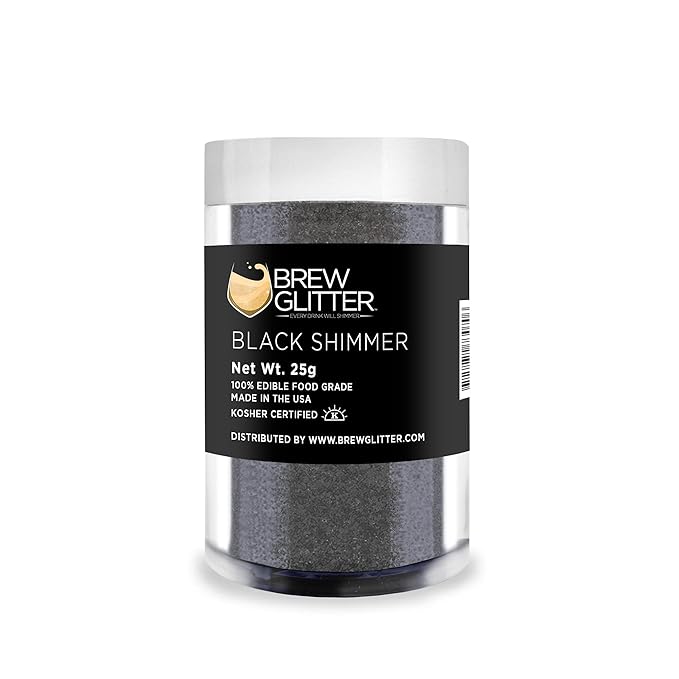 Black Shimmer BREW GLITTER Edible Glitter For Drinks, Cocktails, Beer, Garnish Glitter & Beverages | KOSHER & HALAL Certified | 100% Edible & Food Grade | Vegan, Gluten, Nut Free (25g, Black Shimmer)