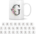 Retreez Initial A-Z Floral Botanical Bouquet Alphabet Monogrammed Monogram Mug 11 Oz Ceramic Tea Coffee Mugs - Appreciation Thank You Wedding Birthday Gifts for her friend coworker sister - G Initial