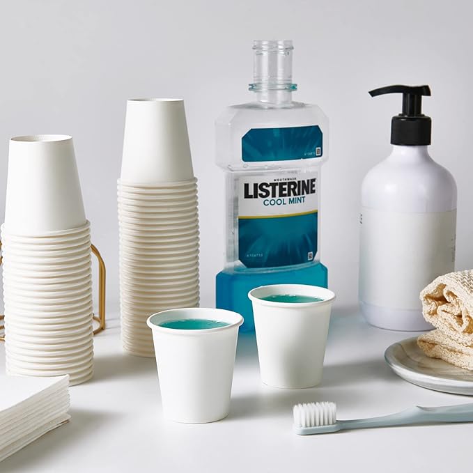 3 oz Paper Cups 600 Count Disposable Bathroom Mouthwash Espresso White Cups for Party, Picnic, Travel and Events
