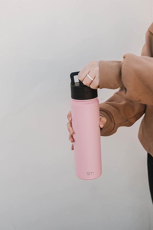 Simple Modern Water Bottle with Straw Lid Vacuum Insulated Stainless Steel Metal Cup Bottles | Reusable Leak Proof BPA-Free Flask for Gym Sports | Summit Collection | 22oz, Raspberry Vibes