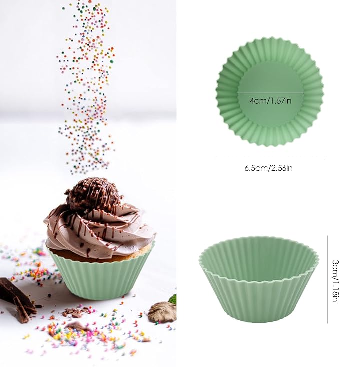 48 Pack of Silicone Cupcake Liners, lyfLux Reusable Mini Muffin Baking Cups, Food Grade Silicone for Cooking Eggs, Baking Muffins and Make a Cake (8 Colors 6 Each)