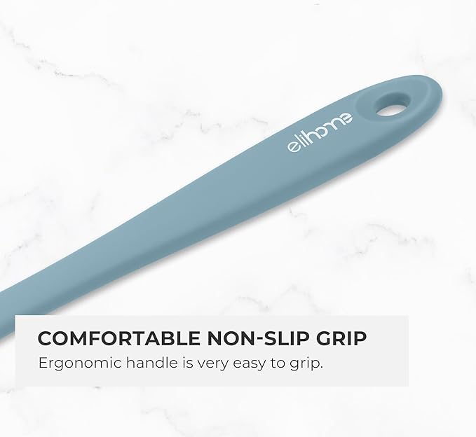 Elihome Skinny Silicone Spoonula - Non-Stick Heat Resistant Silicone Scraper Spatula for Mixing, Serving, Scraping, Stirring, and More - 11 Inch, Slate Teal Grey