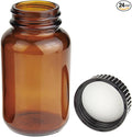 Wide Mouth Packer Bottle, Amber Glass, 120 ML (4 OZ) Capacity with 38-400 Black Polyethylene Screw Cap Lined PE Septa, Package of 24 Units