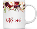 Andaz Press 11oz. Wedding Ceramic Coffee Tea Mug Gift, Fall Autumn Marsala Burgundy Flowers Roses Florals, Officiant, 1-Pack, Includes Gift Box