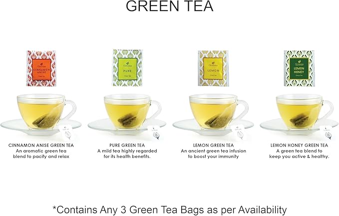 Octavius Assorted Tea Gift Set | 6 Assorted Black & Green Teas | 30 Teabags | Wooden Tea Sampler Pack w/Tile Motif Design | Pack of 2 | Mothers Day Tea Gift Box
