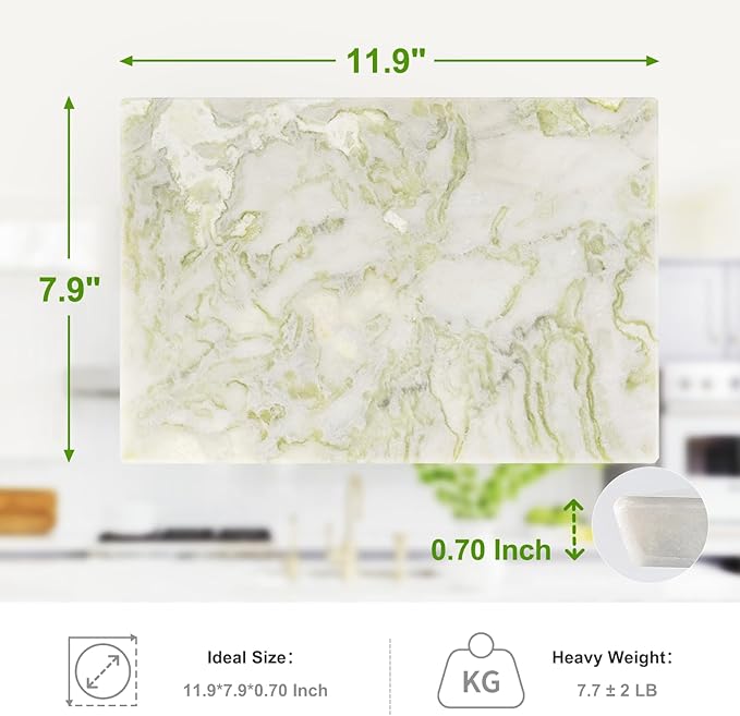 Koville Multi-Purpose Pastry Marble Tray Cutting Board With Non-Slip Feet, 12x8 Inch Rectangular Marble Cutting Boards Cheese Board for Kitchen, Stone Charcuterie Board Chopping Slab for Home Decor