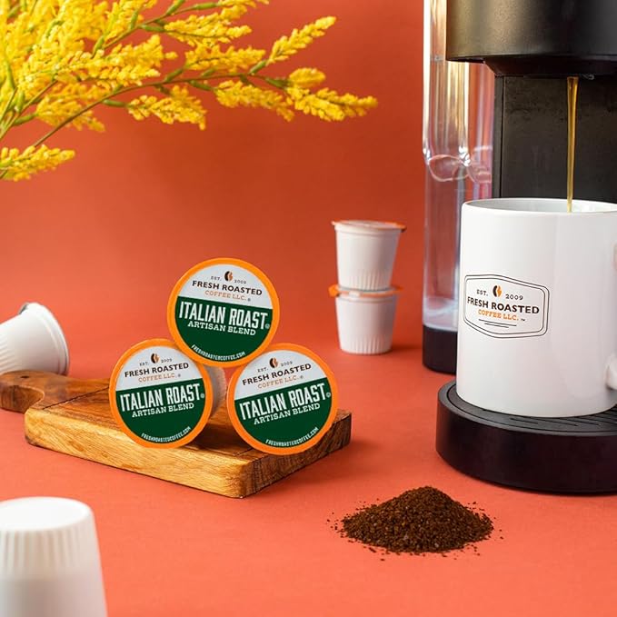 Fresh Roasted Coffee, Italian Roast, Dark, 144 Pods for K Cup Brewers
