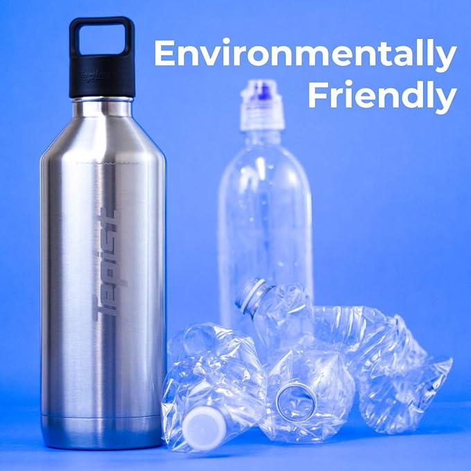 ThirtyO 30oz Stainless Steel Bottle Compatible with Sodastream Machines | Silver | Vacuum Sealed | Double Walled | Leak-Proof | Easy to Carry | Reusable Bottle