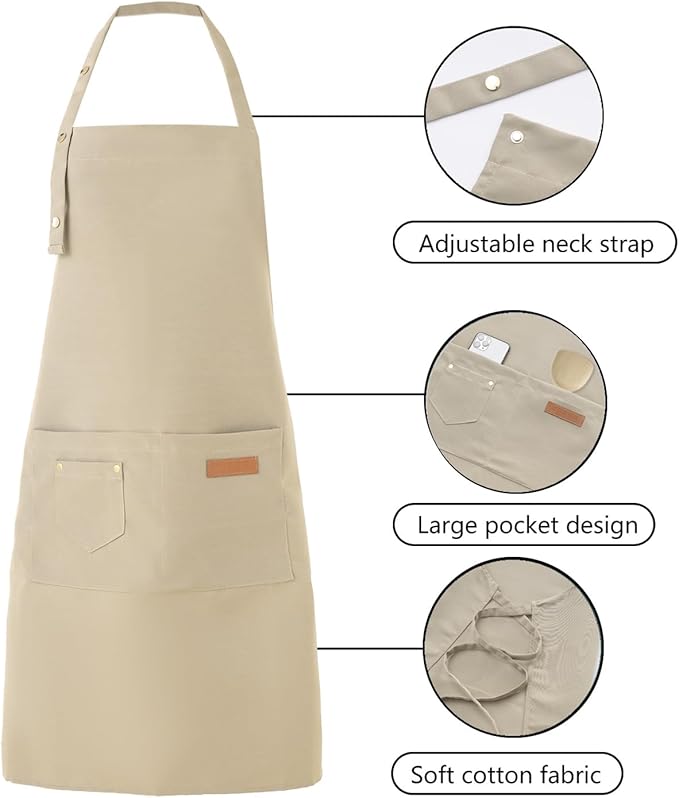 Tosewever Art Aprons for Women Painting Pottery Baking, Mens Buckle Straps Kitchen Apron with Pockets for Chef Cooking