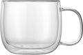 Restaurantware-Forma Professional 16.9 Ounce Double Wall Coffee Mugs, 2 Insulated Coffee Mugs With Handle - Dishwashable, Reusable, Clear Glass Beverage Cups, Freezable, For Hot Or Cold Beverages