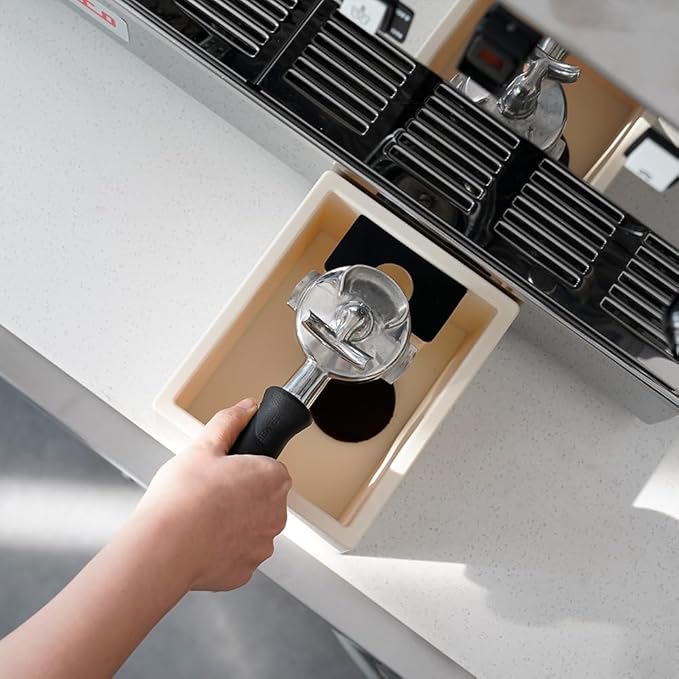 watchget Espresso Knock Box, Coffee Ground Knock Box, Dual Function Storage and Tamping Tool with Non-Slip Base, Made of Durable ABS Plastic, Perfect for Baristas and Coffee Enthusiasts, White