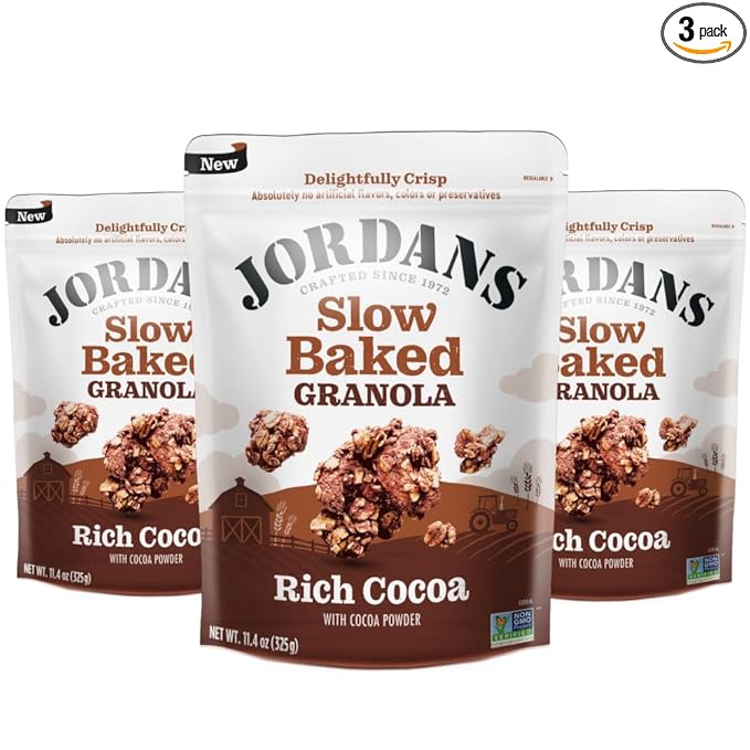 Jordans Slow Baked Granola | Rich Cocoa Granola | No Artificial Flavors, Colors, or Preservatives | Better for You Snacks for Adults & Kids | 11.4 oz (Pack of 3)