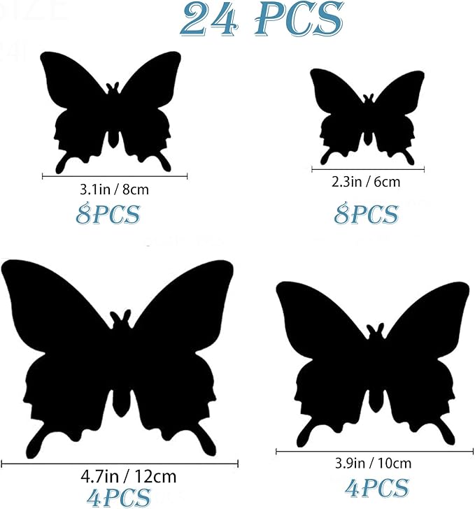 Butterfly Wall Decor 24/48 PCS, 3D Butterflies Stickers for Party Decorations with Magnets (Green, 24)