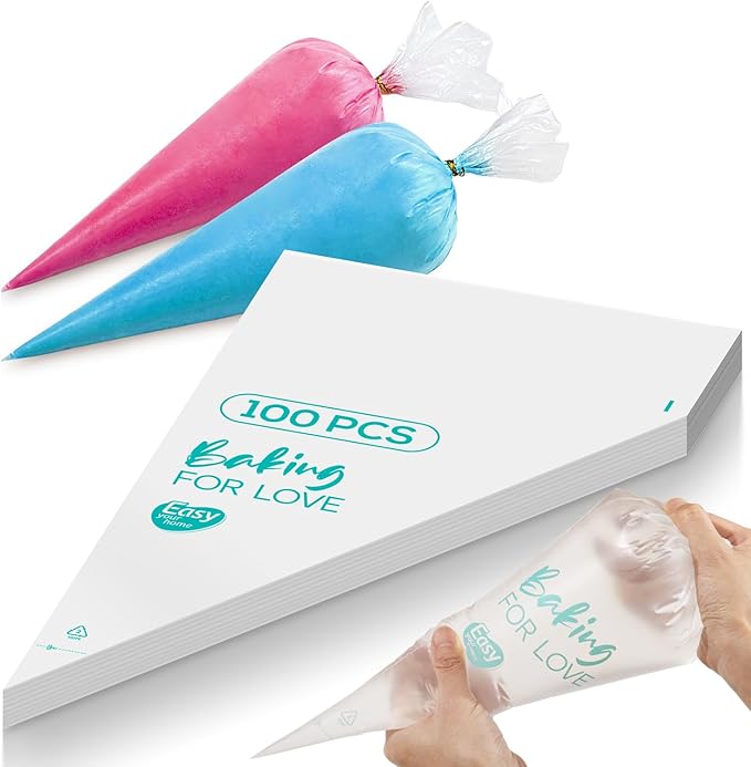 12 Inch Thick Disposable Piping Bags, 100PCS Anti Burst Pastry Bags for Cake Decorating Cream Frosting and Baking Supplies, Tipless Piping
