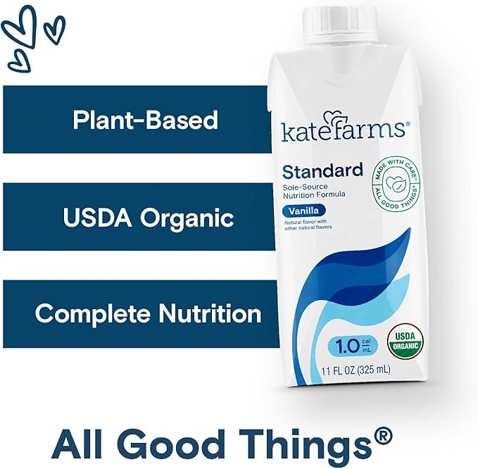 KATE FARMS Organic 1.0 Sole-Source Nutrition Shake, Vanilla, 16g Protein, 27 Vitamins and Minerals, Meal Replacement, Protein Shake, 11 oz (12 Pack)