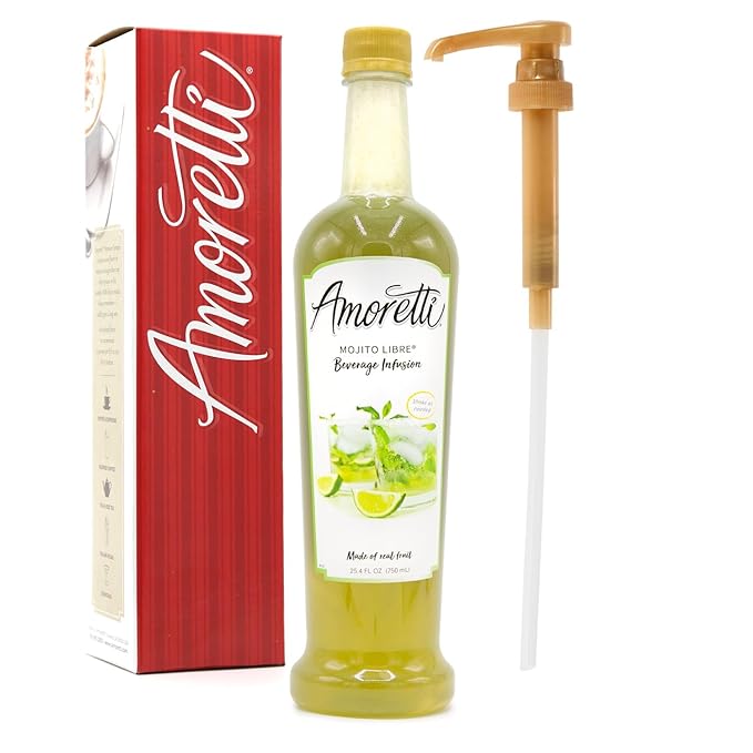 Amoretti - Mojito Libre Beverage Infusion - Drink Mix & Water Enhancer with Pump for Flavoring Cocktails, Waters, Teas, and other Beverages, Preservative Free