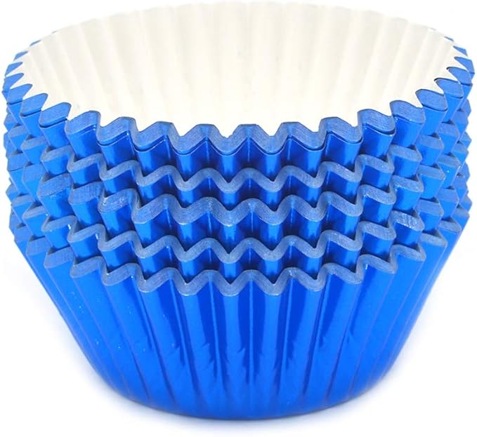 Standard Blue Foil Cupcake Liners Muffin Baking Cups for Party and More, 100-Count