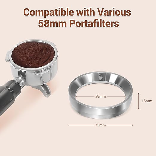 58mm Espresso Dosing Funnel, 304 Stainless Steel Coffee Dosing Ring, Portafilter Funnel with 6 Magnetic, Barista Tools Compatible with Breville 58mm Portafilter