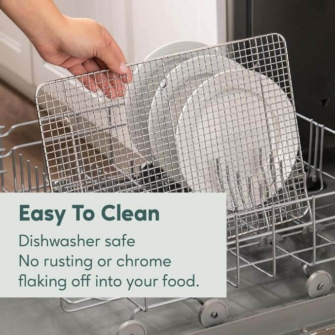 Ultra Cuisine Stainless Steel Cooling Rack & Aluminum Baking Pan Set - Professional Quality, Fits Half Sheet Pans - Cookie Sheet for Baking - 11.5"x16.5" Rack, 18"x13" Pan