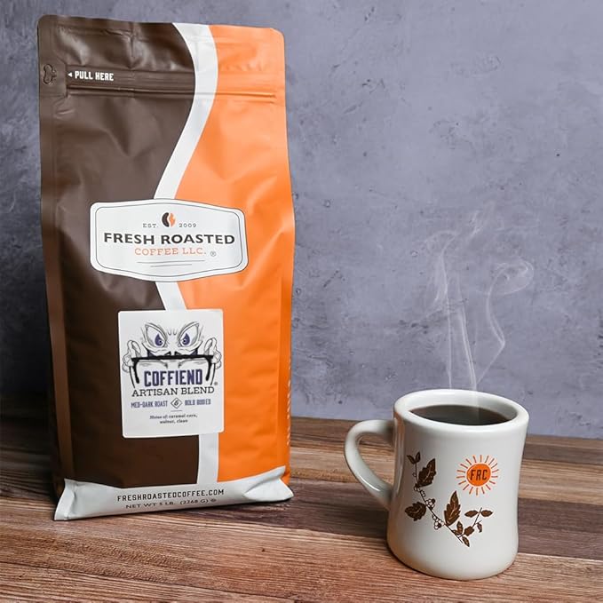 Fresh Roasted Coffee, Coffiend, 5 lb (80 oz), Med-Dark Roast, Kosher, Whole Bean
