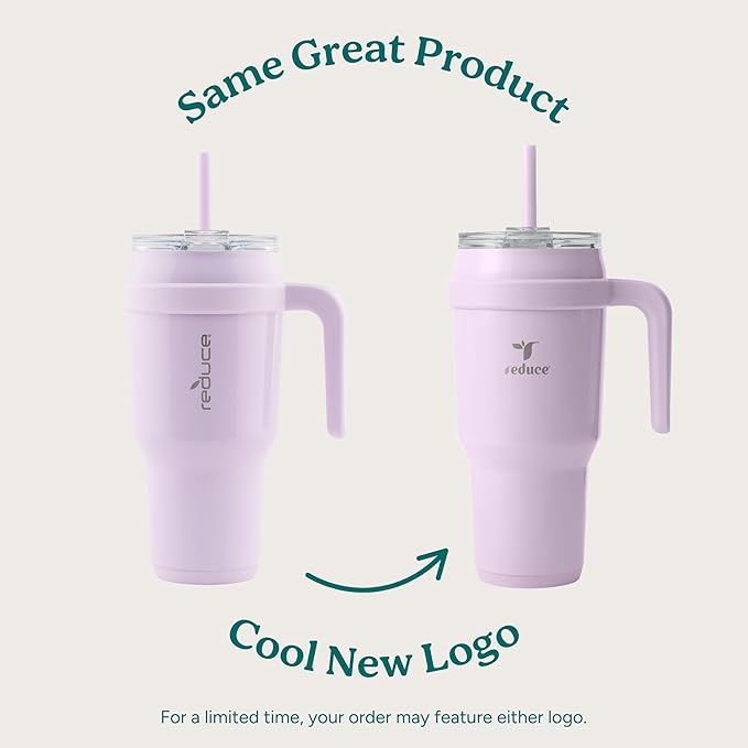 REDUCE 40 oz Stainless Steel Tumbler with Handle - Dual-Wall Vacuum Insulated Travel Mug, Sweat-Proof Lid & Reusable Straw - Keeps Drinks Cold for 24 Hrs, Fits Cupholders, Dishwasher Safe - Matcha