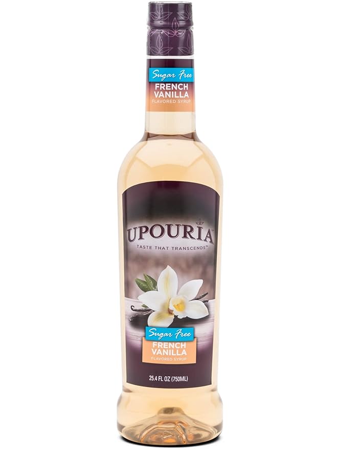Upouria Holiday Syrup Bundle, Sugar-Free French Vanilla, 100% Vegan, Gluten-Free, Kosher, 750mL Bottles with By The Cup Coffee Syrup Pump