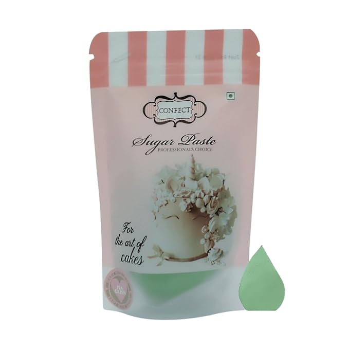 Confect Pea Green Fondant for Cake Decorating | Smooth & Ready-to-Use Icing for Christmas Cakes, Cupcakes & Holiday Treats | Vegan, Gluten-Free, Nut-Free, Palm Oil-Free – 8.8 Oz