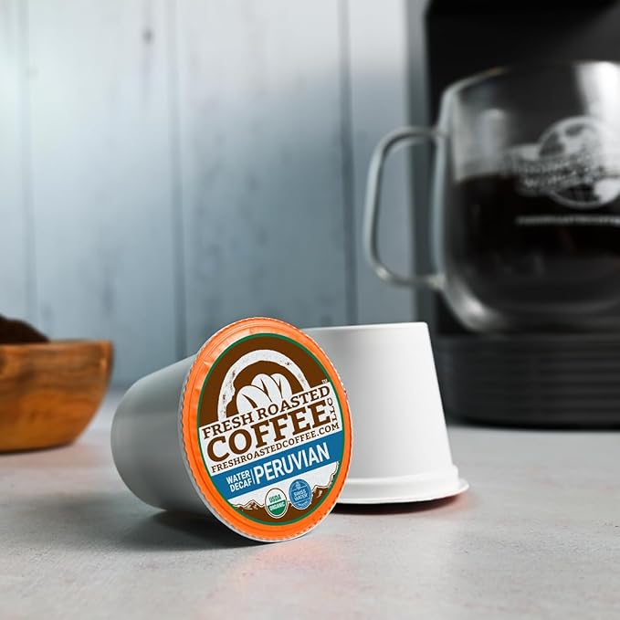 Fresh Roasted Coffee, Organic Water-Processed Decaf Variety Pack | USDA Organic, Kosher | K-Cup Compatible, 96 Pods