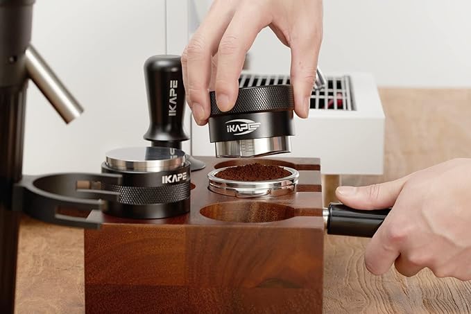 IKAPE Coffee Products, 58MM Coffee Distributor, Gravity Adaptive Espresso Distributor Fits All Over 58MM Espresso Portafilter, Compatible with 58.35MM Rancilio Bottomless Portafilter (Black)