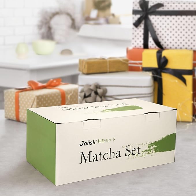 Matcha Tea Set 10-Pcs Kit, Whisk and Bowl with Spout & Measuring Spoon, Japanese Tea Making Tools, Grey