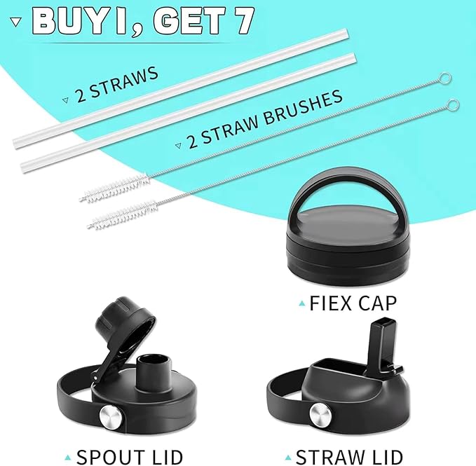 HYDROWION Water Bottle Stainless Steel,Vacuum Insulated Leak Proof Tumbler 32oz with Straw Lid, Spout Lid and Flex Cap(Cold for 48 Hrs, Hot for 24 Hrs), Fit in Any Car Cup Holder, Laser Grey