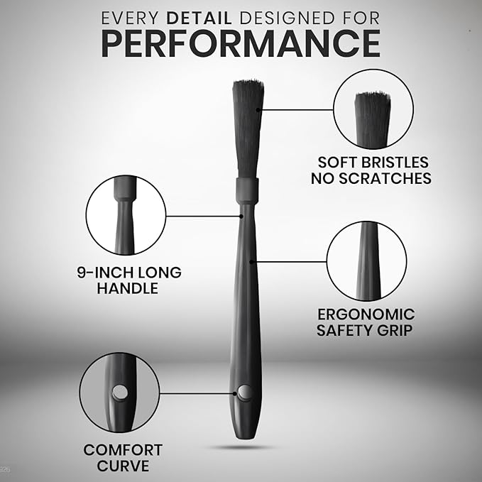 Rattleware 9” Black Espresso Machine Grinder Brush - Ideal for Home, Cafe, Restaurant or Hotel - Long Durable Handle Coffee Grinder Cleaning Brush Trusted by Baristas