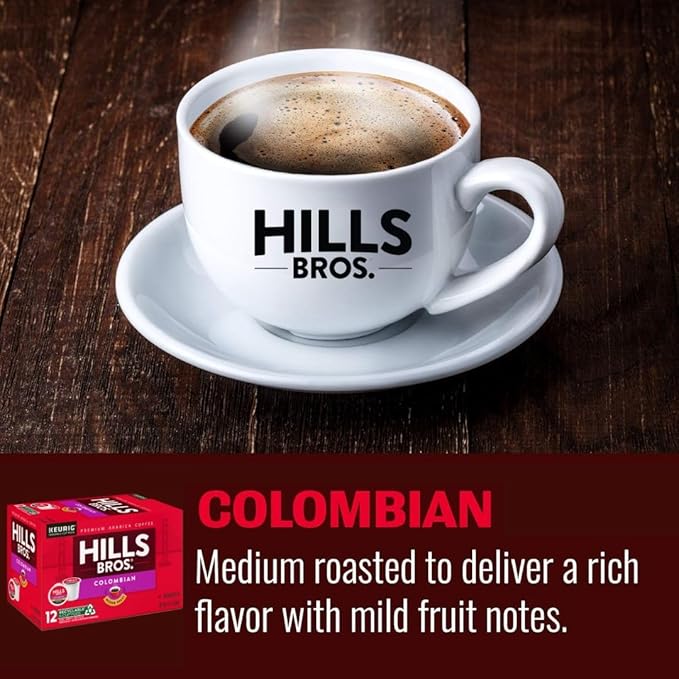 Hills Bros. Colombian Blend Keurig K-Cup Pods for Keurig Brewers – Medium Roast Premium Arabica Blend, Kosher – 2 Pack of 12 Single Serve Pods