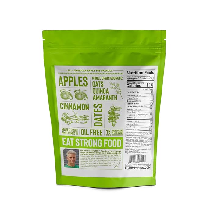 PLANTSTRONG All American Apple Pie Granola Snack Mix - Whole Grain, Naturally Sweetened With Fruit, Plant Based, Oil Free - Pack of 4 x 9oz Bags