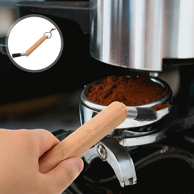 Artibetter Coffee Machine Cleaning Brush - Multi-Functional Wood and Bristle Brush for Thorough Espresso Grinder Maintenance