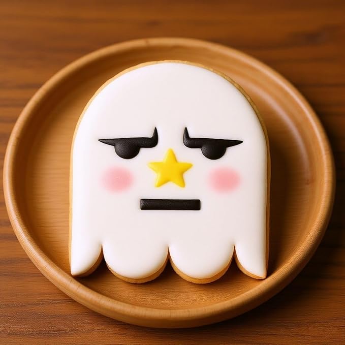 Halloween Ghost Faces Cookie Cutter and Stencil Set Bundle Kit PYO Cookies Paint Your Own Diy Bakery Fondant Sugar Happy Birthday Wedding Baby Candle Kids Painting Coloring Pages Comb (Ghost Faces)