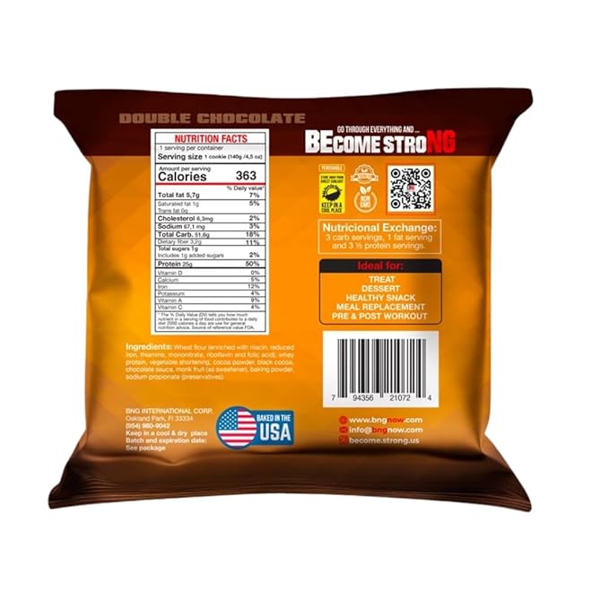 Become Strong High Protein Cookies, 25g Protein, 3g Sugar, BNG Cookies (10 ct.) (Double Chocolate)
