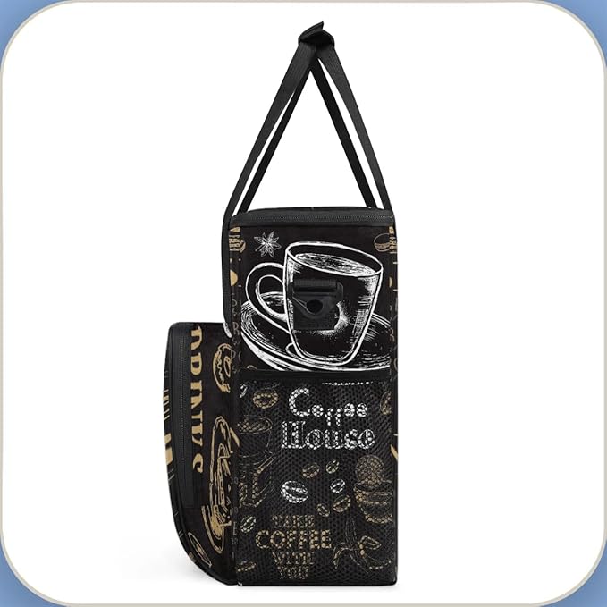 coffee cups beans bread Coffee Maker Carring Bag Travel Carrying Storage Tote Bag Compatible with Keurig K-Mini or K-Mini Plus Portable Single Serve Coffee Brewer Case with Pockets for K-cup Pods