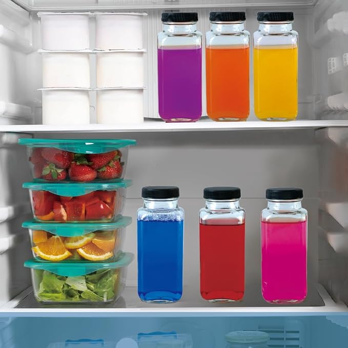 ZZT 9 Pack 8 oz Glass Juice Bottles, 250 ml Glass Reusable Water Bottles with Lids, Water Drinking Jars with Labels and Brush,Water Drinking Jars for Milk,Juicing,Beverage Glassware
