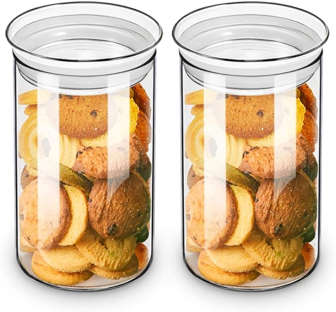 ZENS 37oz Glass Jars Set of 2, Clear Glass Kitchen Canisters with Airtight Lids, Wide Mouth Glass Storage Containers for Cereal, Coffee Beans, Loose Tea